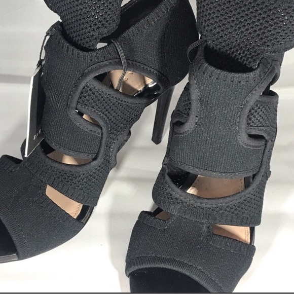 Zara Black Stretch Sandals with Wrap Ankle Strap size 6.5 - Picture 8 of 12